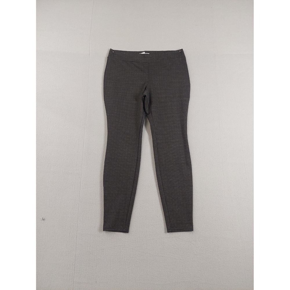 White‎ House Black Market Women Pant M Black Herringbone Ankle Mid Rise Pull On